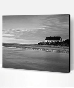 Black And White Cottage By The Sea Paint By Number