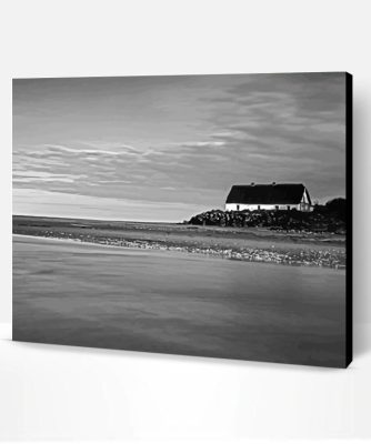 Black And White Cottage By The Sea Paint By Number