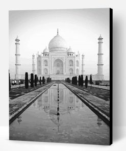 Black and White India Taj Mahal Paint By Number