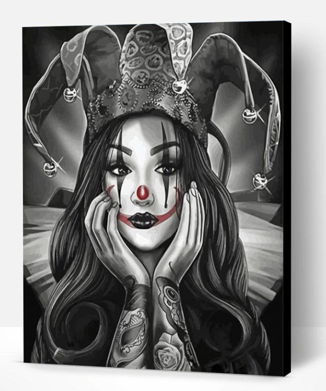 Black-and White Joker Lady Paint By Number
