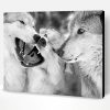 Black And White Wolves Face To Face Paint By Number