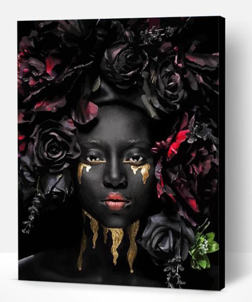 Black Woman Crying Tears of Gold Paint By Number