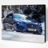 Blue Jaguar Xf Car In Snow Paint By Number
