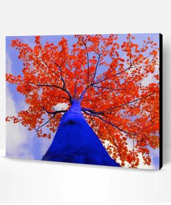 Blue And Red Tree Paint By Numbers