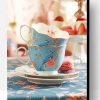 Blue Vintage Stacked Tea Cups Paint By Number