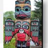 Brown Red and Black Totem Pole Paint By Number