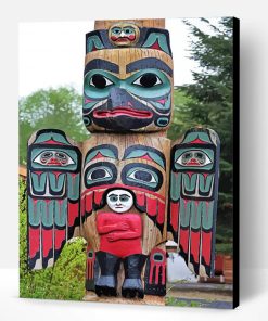 Brown Red and Black Totem Pole Paint By Number
