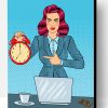 Business Woman With Clock Pop Art Paint By Number