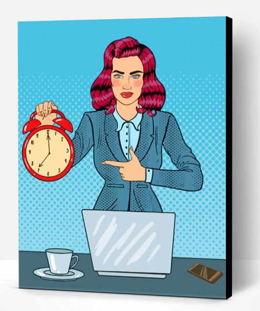 Business Woman With Clock Pop Art Paint By Number