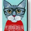 Cat Wearing Red Sweater Paint By Number