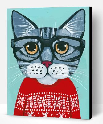 Cat Wearing Red Sweater Paint By Number