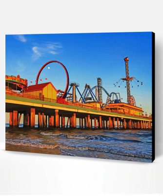 Colorful Galveston Island Historic Pleasure Pier Paint By Number