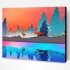 Colorful Tree and Deer Landscape Paint By Numbers