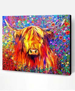 Colorful Floral Cow Paint By Number