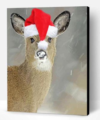 Cute Deer Wearing a Hat Paint By Numbers