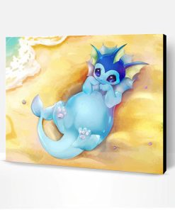 Cute Vaporeon On Beach Paint By Numbers