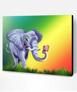 Elephant And Butterfly Cartoon Paint By Number