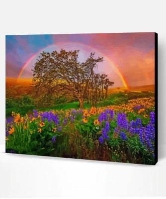 Flowering Rainbow Landscape Paint By Number