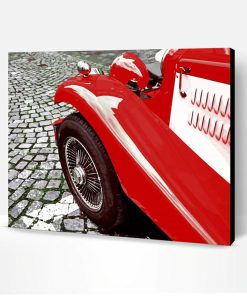 Front Side Part Of Vintage Classic Red Hot Rod Car Paint By Number
