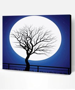 Full Moon And Dead Tree Silhouette Paint By Number