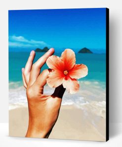 Hand Holding Flower On Beach Paint By Number