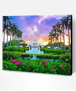 Hawaii Temple Sunset Paint By Number