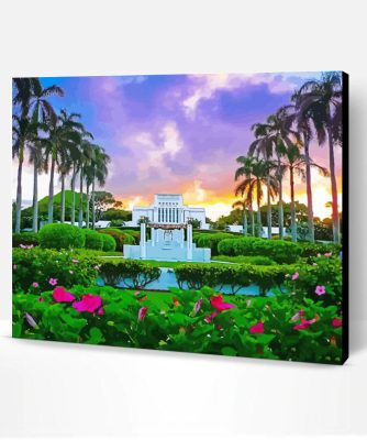 Hawaii Temple Sunset Paint By Number