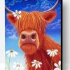Highland Cow Art With Daisies Paint By Number