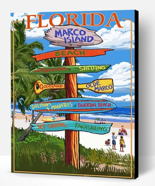 Marco Island Florida Poster Paint By Number