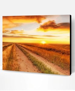 Old Country Road Sunset Landscape Paint By Number
