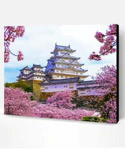 Pink Tree Japanese Scene Landscape Paint By Number