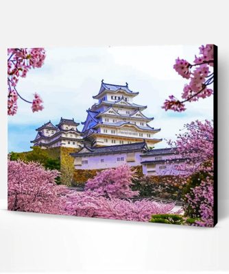 Pink Tree Japanese Scene Landscape Paint By Number