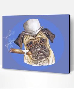 Pug With a Cigar Illustration Paint By Number