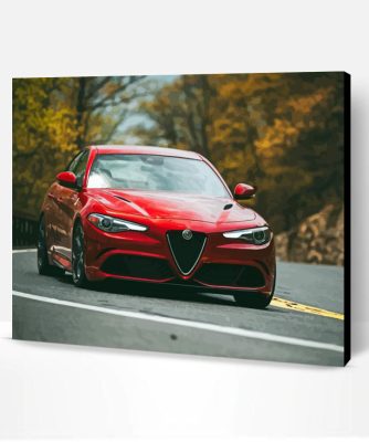 Red Alfa Romeo Giulia Paint By Numbers