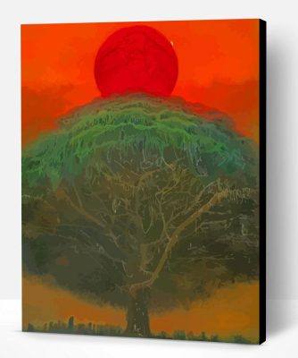 Red Sun and Tree by Zdzislaw Beksinski Paint By Numbers