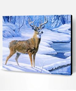 Snowy Forest Deer Paint Paint By Number
