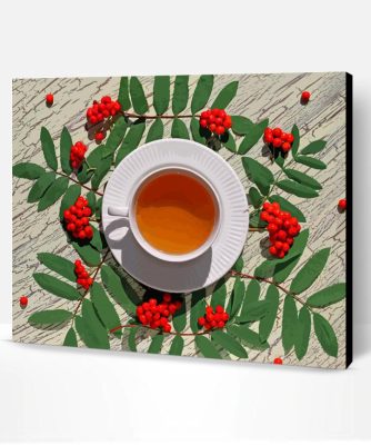 Tea Cup With Rowanberry Paint By Number