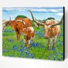 Texas Longhorns And Bluebonnets Paint By Number