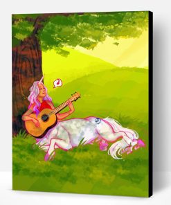 Unicorn Girls Playing Guitar Paint By Number