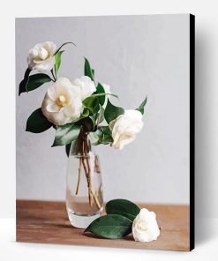 Vase With White Camellia Flowers Paint By Numbers