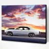 White Ford Falcon Car With Beautiful Sunset Paint By Number