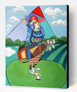 Abstract Golf Players Paint By Number