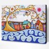 Abstract Village By Sea Art Paint By Number