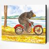 Aesthetic Bear on Motorcycle Art Paint By Numbers