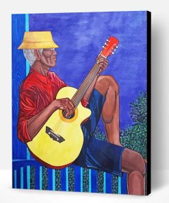 African Man Playing Guitar Paint By Number
