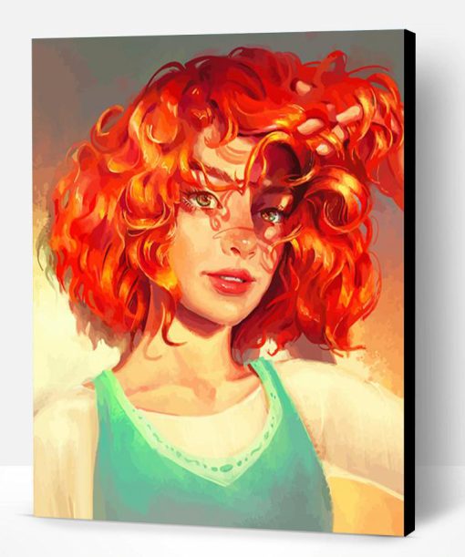 Anime Girl In Red Curls Paint By Number