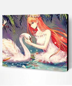Anime Swan And Girl Paint By Number