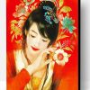Asian Girl With Flowers Paint By Number