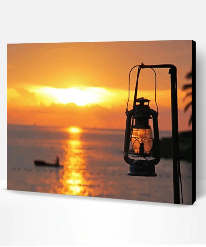 Beach Lantern At Sunset Paint By Numbers