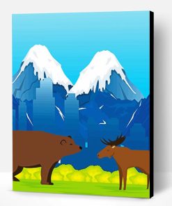 Bear And Moose Abstract Paint By Numbers